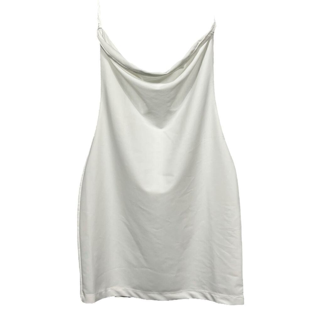 UNTAMED PETALS BY AMANDA JUDGE White Satin Cowl Neck Chemise